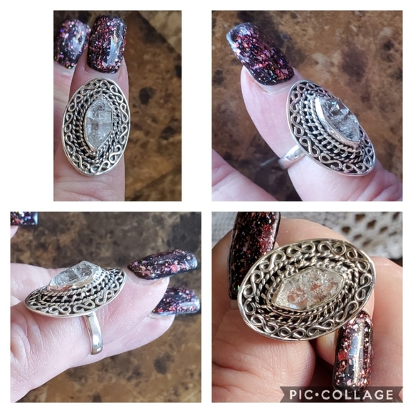 Genuine 5ct Herkimer Diamond Ring 6.5 - Picture 4 of 7